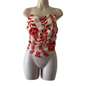 H&M Red and White Floral Blouse